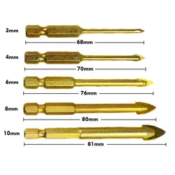 5 шт. 3 мм до 10 мм сверло из стекла с титановым покрытием вольфрам-карбид наконечник для керамической плитки стеклорез с шестигранным