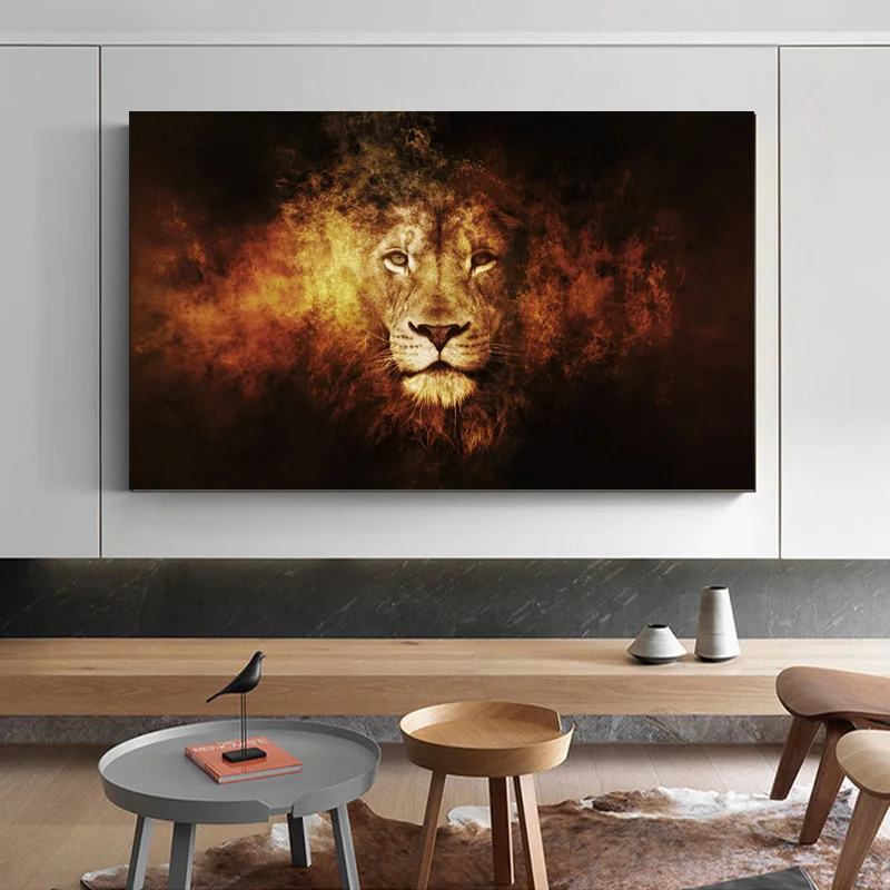 HD принты абстрактные животные Лев живопись напечатанная на холсте Современные настенные художественные картины для гостиной постер Cudros украшение
