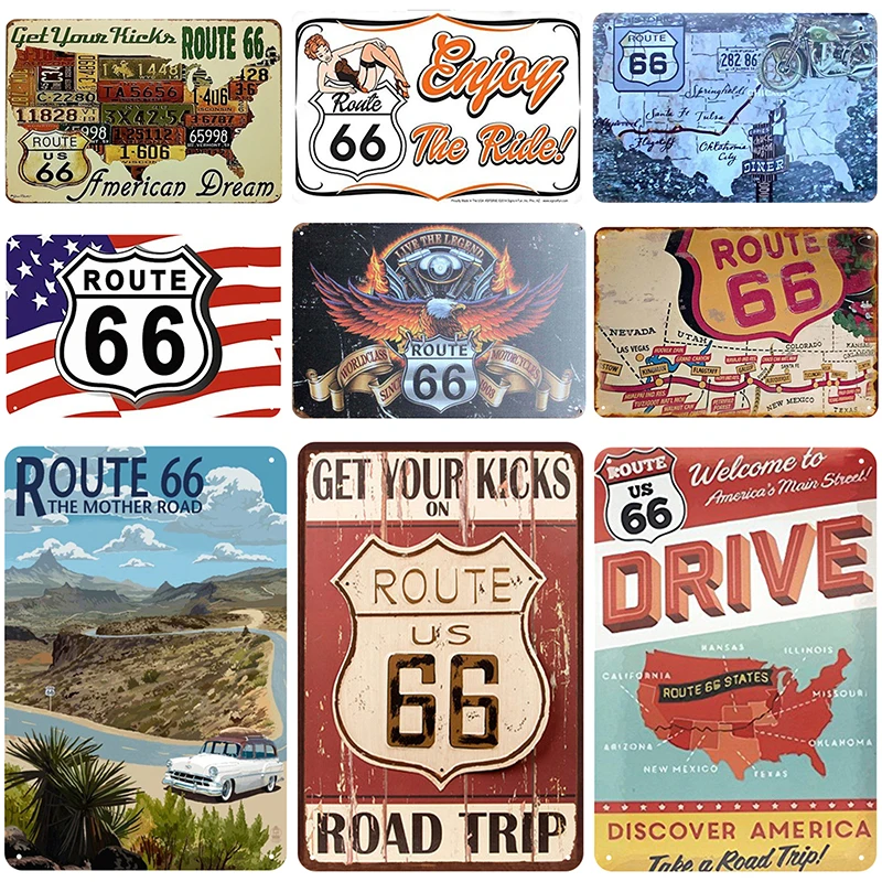 Route 66 табличка металлическая винтажная жестяная вывеска Pin Up потертый шик Декор винтажные металлические знаки украшение бара металлический плакат для паба металлическая пластина