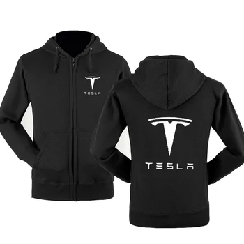 

New Fashion Tesla Car Logo Sweatshirt Hoodies Men Hoody Spring Autumn Fleece Cotton Zipper Jacket HipHop Harajuku Male Clothing