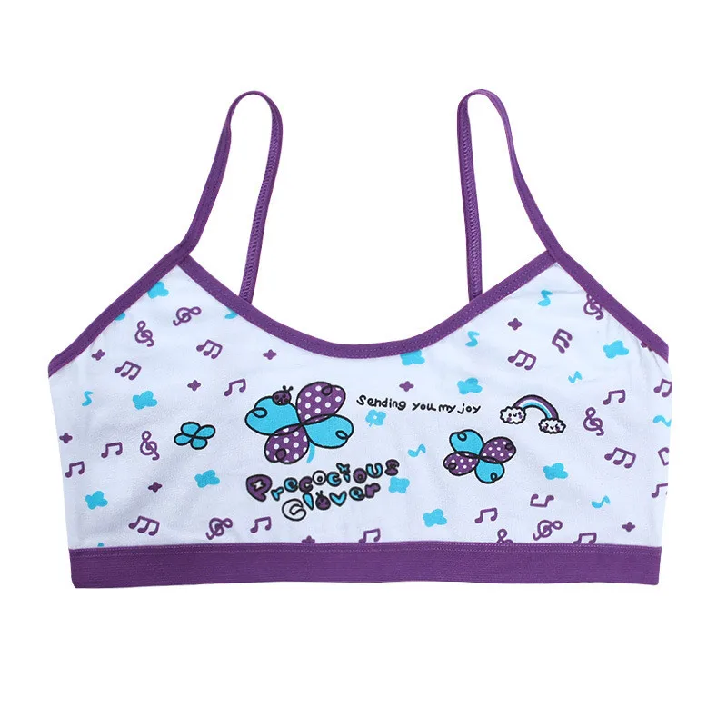 Purple Спортивный бюстгальтер для девочек-подростков; детские топы с рисунком панды; хлопковый спортивный бюстгальтер для девочек; нижнее белье для подростков; подростковое нижнее белье; Meisjes Bh - Цвет: Purple