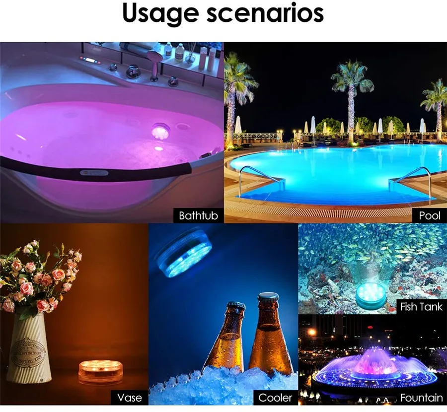 underwater pond lights 13 LEDs Underwater Light 16 Colors RGB IP68 Waterproof Swimming Pool Light RF Remote Control Submersible Lights  For Pond Vase best underwater boat lights