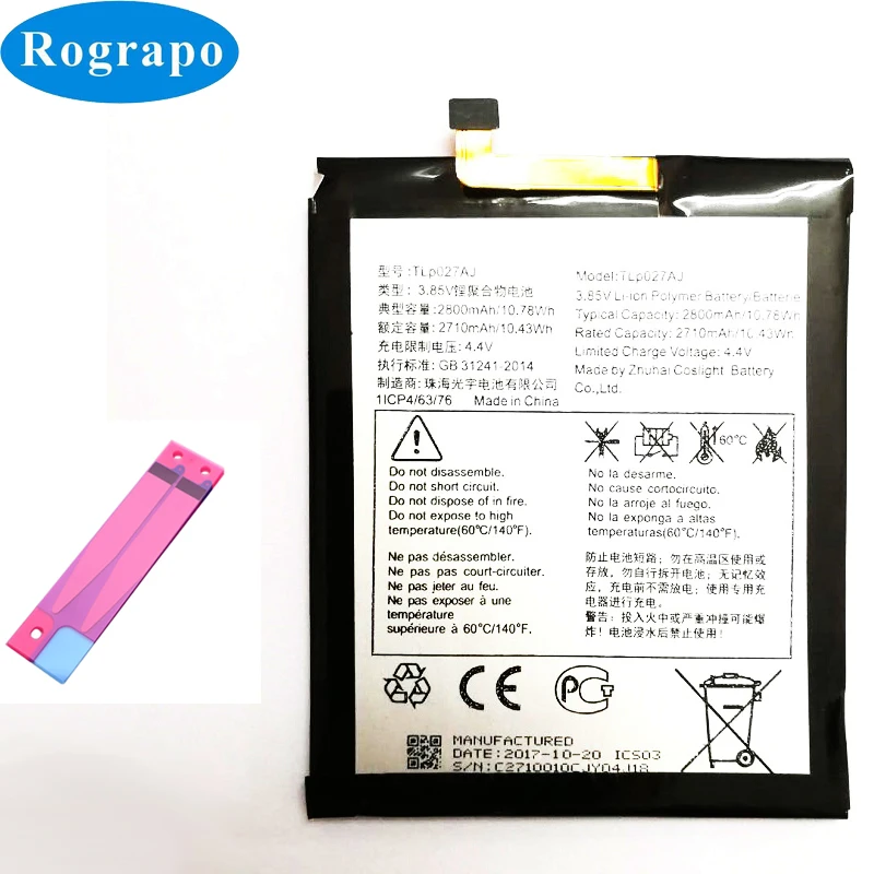 Полная 2800mAh TLP027AC TLP027AJ сменная батарея для Alcatel A5 LED 5085D 5085Y Idol 5 6085D PULSEMIX OT5085C
