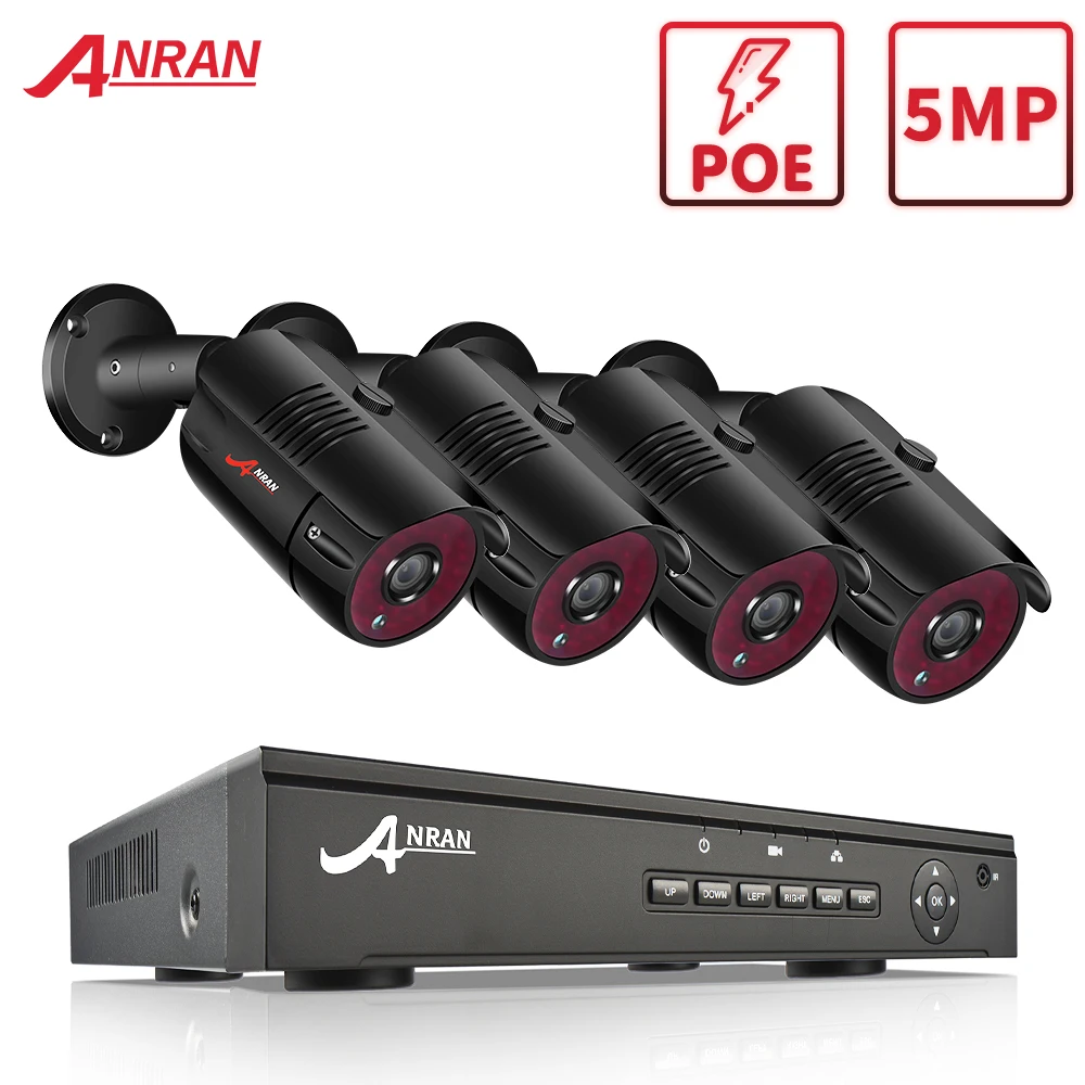 Наружняя камера видеонаблюдения ANRAN система PoE 5 МП наружного 4 канала ip-камеры с