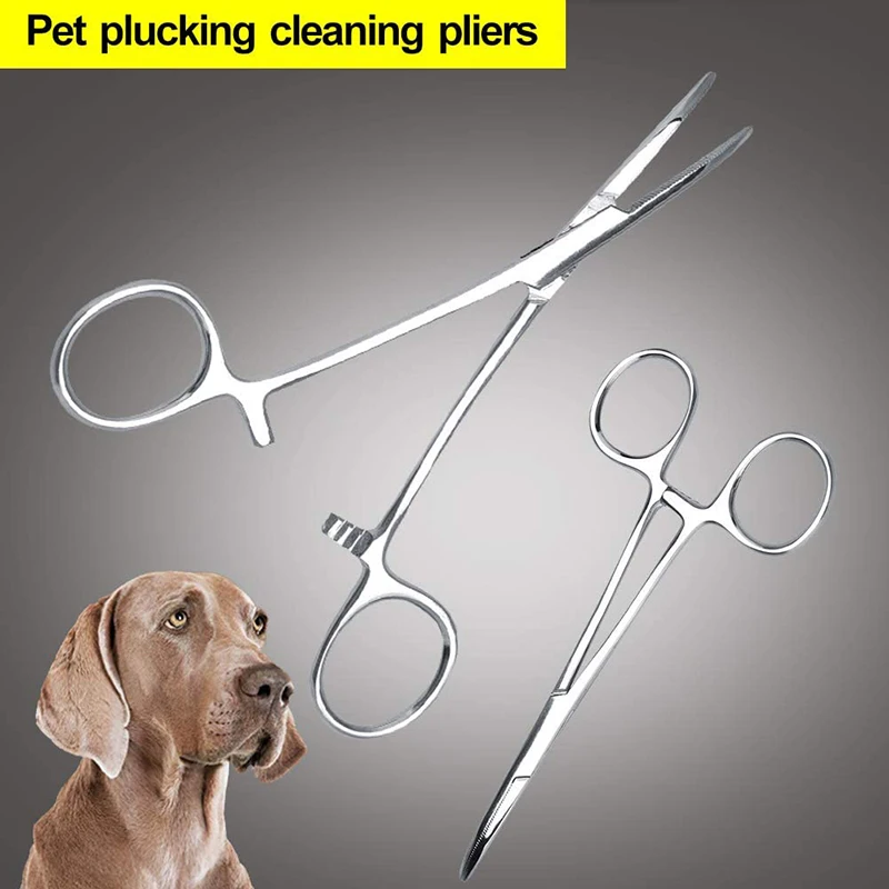Grooming Kit Pet Dog Cat Ear Hair Tweezers Elbow Pliers Clip Scissors