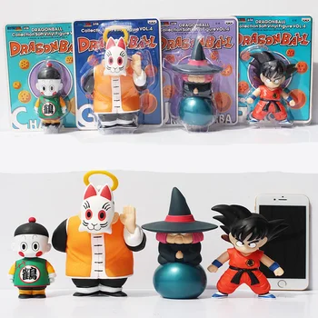 

[Funny] 4pcs/lot Anime 10-15cm Dragon Ball Z Sun Goku Master Roshi Gohan set toy PVC Action Figure Collectible Model doll gift