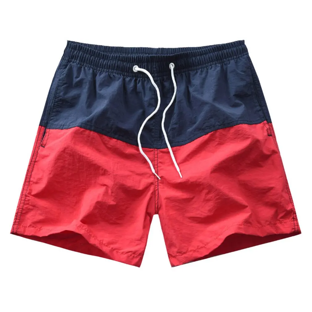 Летние мужские модные контрастные повседневные трендовые шорты, пляжные штаны, большие штаны с поясом, прямые шорты - Цвет: Navy XL