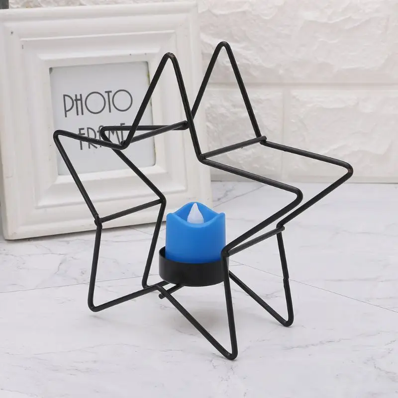 Скандинавский стиль 3D пятиконечная Звезда Подсвечник металлический настенный подсвечник бра Свадебный домашний декор Q1FD
