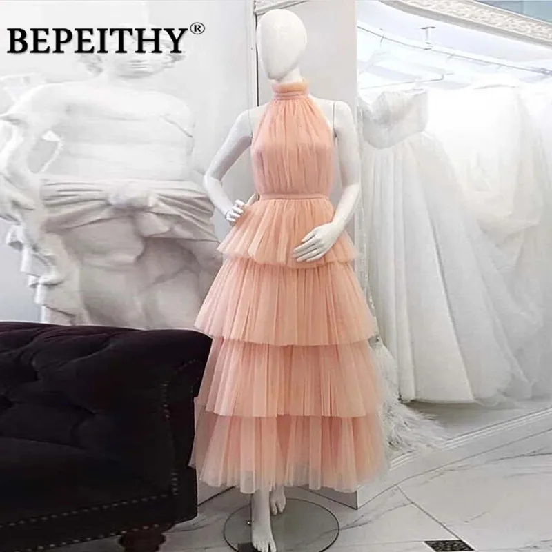 BEPEITHY/ бальное платье с бретелькой на шее; длинное вечернее платье; vestido de festa; Новинка; длина по щиколотку; платья для выпускного вечера