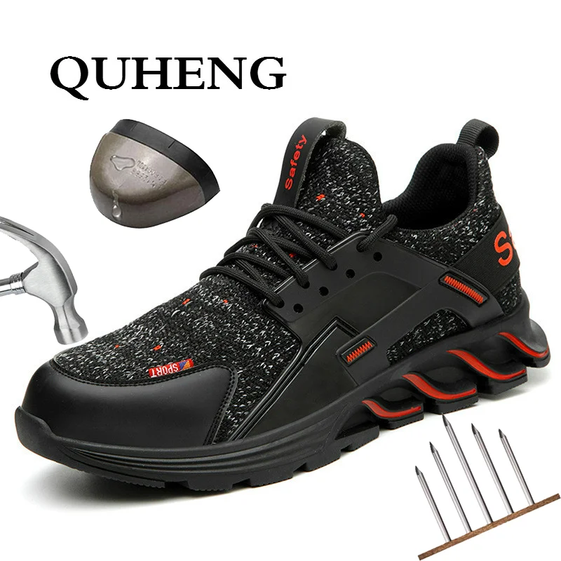 QUHENG Safety Work Shoes for Men Steel Toe Cap Anti-smashing Working Boots Steel Toe Anti-smashing Indestructible New Design 48 afbeelding