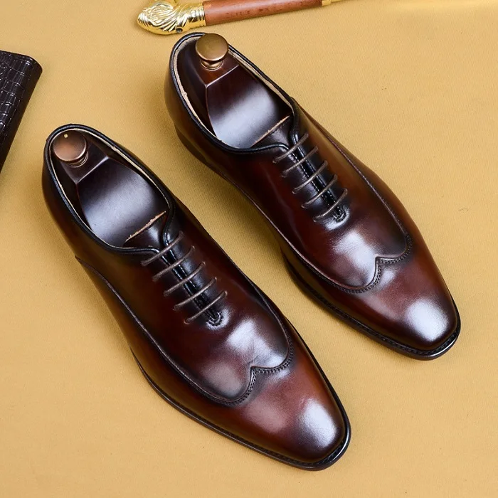 

Men Fashion Vintage Formal Business Shoes British Style Square Toe Lace Up Casual Shoes Party Dress Shoes