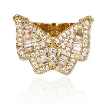

Lucky Sonny Luxury Butterfly Ring for Men Hip Hop DIY Rings Full Fancy CZ Copper Cocktail Jewelry Gift GoldSilver Bijoux R02