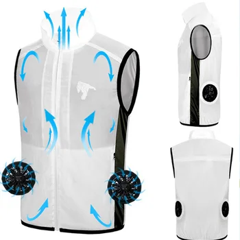 

New USB Smart Charing Waistcoat Summer Fan Cooling Vest Men Women Air Conditioning Cool Coat Outdoor Sun Protection Jacket XAZ10