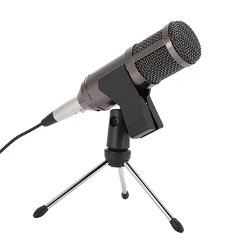 

microfone MK-F600TL High Quailty USB Metal Live Condenser Microphone MIC Set Black Plug-and-Use Low Noise KTV Microphone