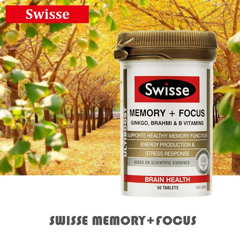 Swisse Memory Focus 50 tablets Ginkgo Brahmi Vitamin B Support Brain Function Healthy Mental Performance Stress Times|Sets| - AliExpress