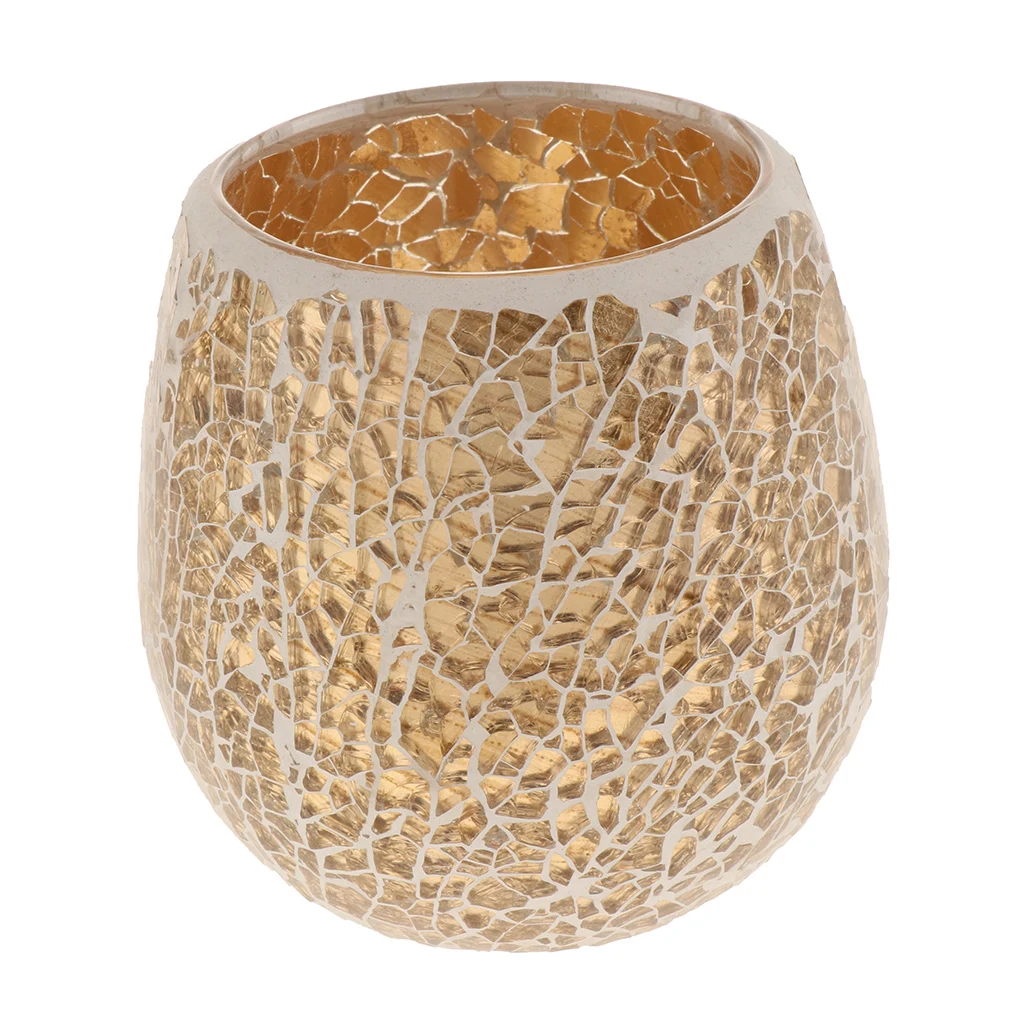 European Glass Mosaic Candle Holder Tea Light Candelabrum Mood Light Holder Case Tabletop Ornament Candlestick Home Desk Decor