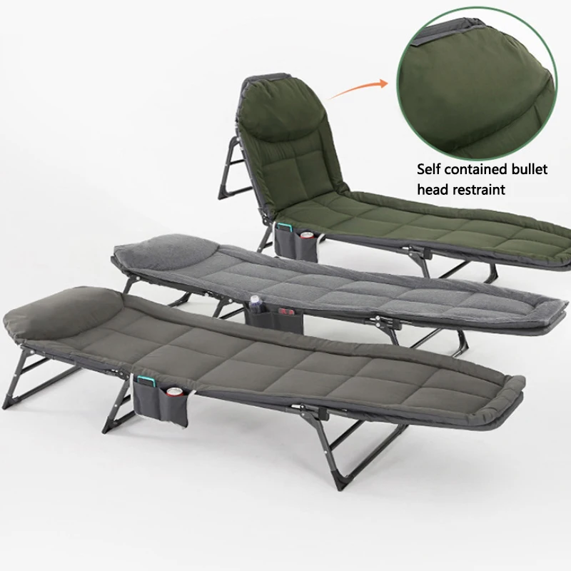 Folding Chair Recliner Outdoor Sun Lounger Recliner Chair Lunch Break Portable Folding Cot Office Comfortable Tent Bed