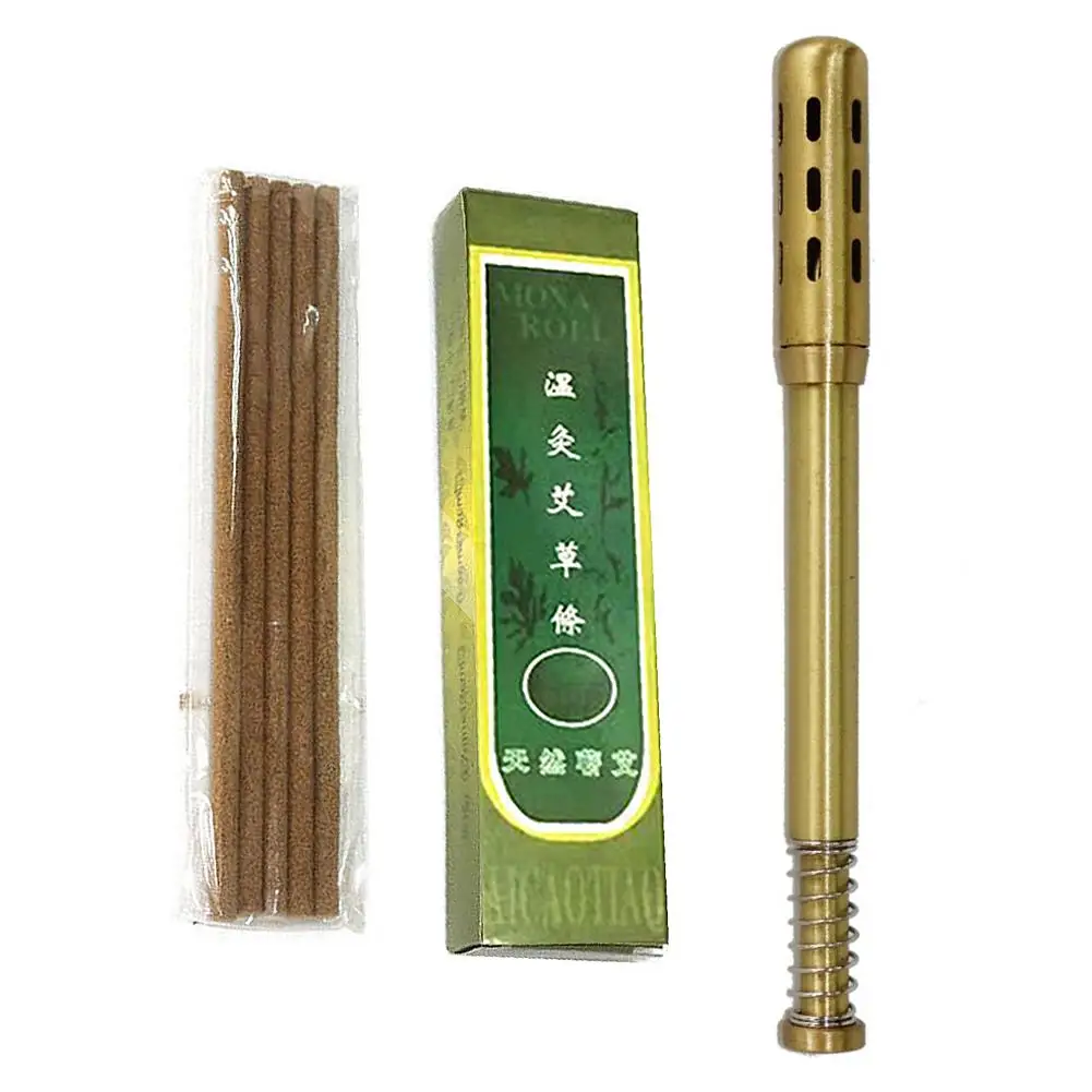 

Moxa Roll Set Acupuncture Therapy Copper Massage Meridian Moxa Moxibustion Roller Stick -Smoke Mugwort Burner Quick Delivery