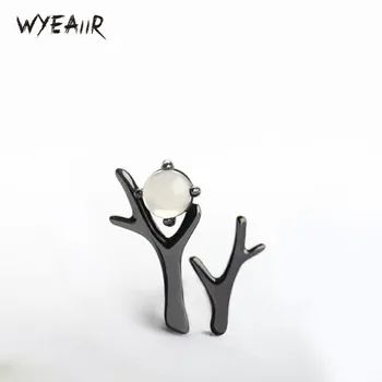 

WYEAIIR New Original Asymmetrical Pearl Branch Literary Creativity Fresh Lovely 925 Sterling Silver Female Stud Earrings