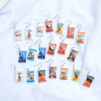 

Korea Creative Simulation Food Play Earrings Sweet and Cute Food Potato Chips Toffee Cookies Simple Funny Earrings Earring Women