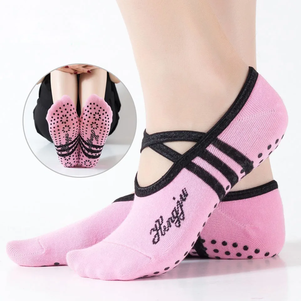 

Loogdeel 1 Pair Sports Yoga Socks Slipper for Women Anti Slip Lady Damping Bandage Pilates Sock Ballet Heel Dance Protector