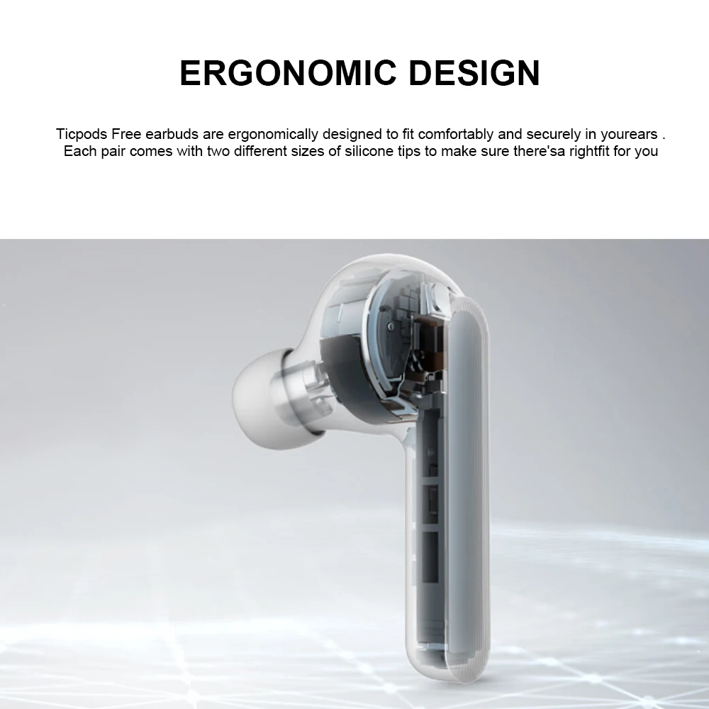Наушники TicPods, TWS, настоящие беспроводные наушники, беспроводные Bluetooth наушники, шумоизоляция, водонепроницаемые, с микрофоном, зарядная коробка