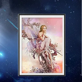 

Small diamond painting European and American Russian style beautiful cartoon girl living room Butterfly Fairy diamond embroidery