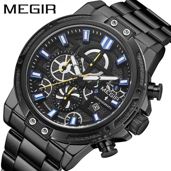 

European and American fashion men's watch sports timing waterproof steel band business quartz watch luminous clock 2020 NEW