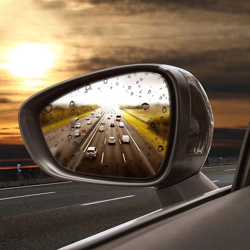 2 шт. автомобильная пленка против дождя, водоотталкивающая пленка для автомобиля, зеркальное стекло, прозрачные пленки, анти ослепляющее зеркало заднего вида, противотуманная непромокаемая пленка