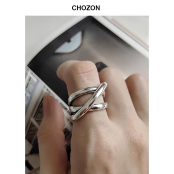 

925 Sterling Silver Ring Retro Heavy Industry Irregular Cross Open Ring For Woman Original Geometric Exaggeration Ring Wholesale
