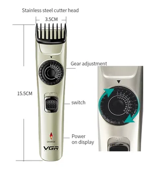 

VGR 110V-220V adult hair clipper 0.1 cutter head pattern engraving wireless rechargeable haircut hair trimmer