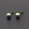 AsJerlya 2PC Surgical Steel Silver Color,Black,Gold,Rose Gold Color Ball Stud Earrings Punk Ear Tragus Ear Piercing Stud Earring 4