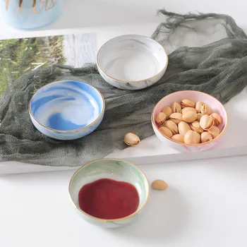 

European Style Marble Grain Ceramic Small Dish Saucer Sauce Vinegar Cold Seasoning Creative Phnom Penh Snack