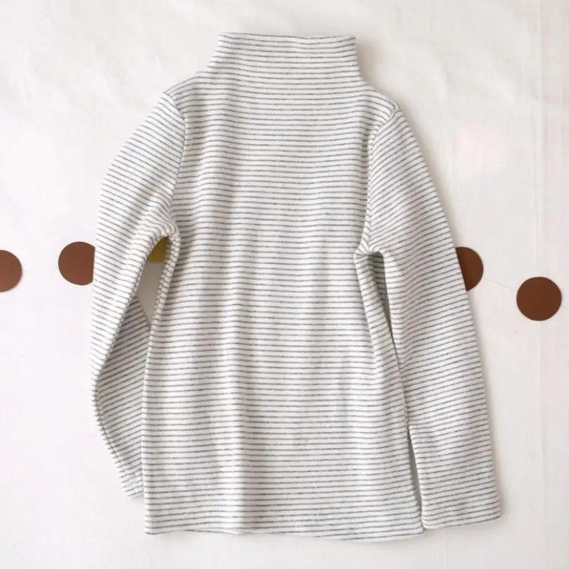 light grey baby tops Футболка для маленьких мальчиков и девочек, топы, полосатая водолазка, Детские футболки, хлопковые базовые рубашки для мальчиков и девочек, футболки, детская одежда - Цвет: light grey baby tops