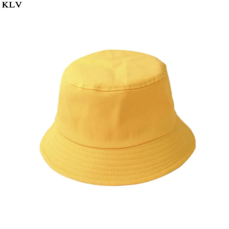 Корейская летняя Складная Панама для взрослых и детей, одноцветная пляжная кепка в стиле хип-хоп с широкими полями и Круглым Верхом с защитой от УФ-излучения, Солнцезащитная Рыбацкая Кепка - Цвет: Yellow
