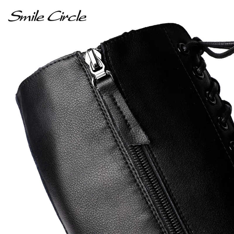 Женские сапоги до бедра Smile Circle черные длинные на молнии сбоку теплая зимняя