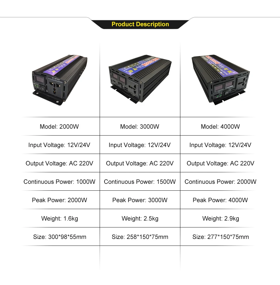 Inversor de onda senoidal pura 2000w 3000w