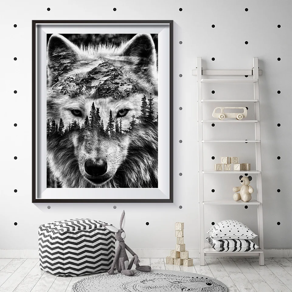 Diamond Painting Evershine Diamond Embroidery Wolf Black White Diamond Painting Home Decor