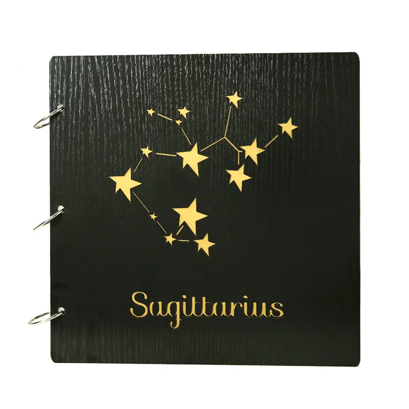 Loose-leaf Scrapbook Photo Album Twelve Constellations DIY Handmade Wood Cover Albums Wedding Birthday Gifts | Дом и сад
