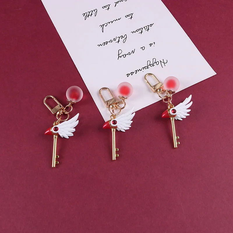 Fashion 3D Girl Sakura Variety Magic Wand Keychain Car Bag Pendant Key Ring for Women Cartoon New Year Trinkets | Украшения и