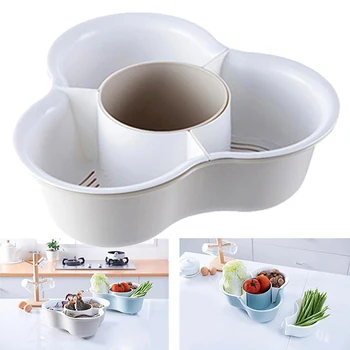 

Kitchen Stroage Tray Double-layer Household Plastic Sink Basket Vegetables Fruit Washing Plate Drain Basket