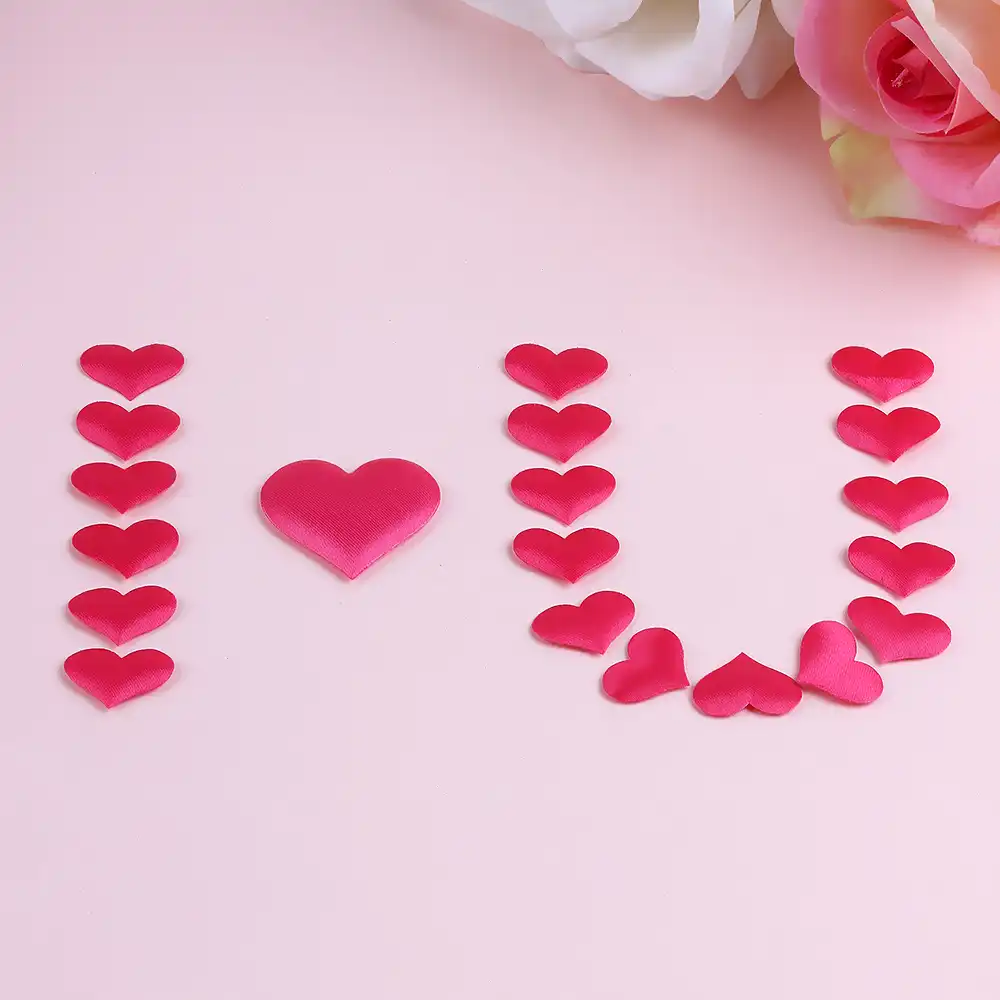 100pcs Beautiful Love Heart Throwing Rose Petals 3d Padded Fabric