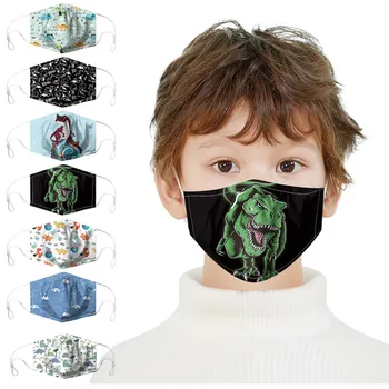 

1PCS Kids Children Cartoon Dinosaurs Funny Prints Outdoor Reusable Face Mask breathable maske cover mascarillas Face Mouth Mask