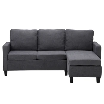 

196x68x80CM Double Chaise Longue Combination Sofa Dark Grey Perfect for a Small Space and Easy to Lay Down on for a Nap