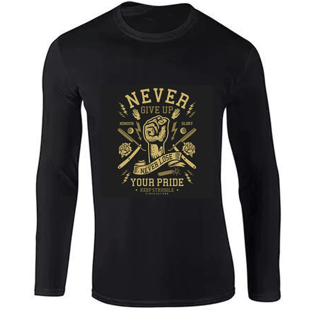 Men Autumn Casual NEVER GIVE UP Letter Printing Long Sleeve Loose Man's T-shirt Hip-Hop Shirt Fashion O Neck Cotton T Shirt Men Autumn Casual NEVER GIVE UP Letter Printing Long Sleeve Loose Man's T-shirt Hip-Hop Shirt Fashion O Neck Cotton T Shirt