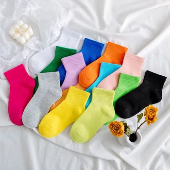 

5pair 2020 New Summer Women Fashion Thin Cotton Funny Socks Female Candy Color Women's Boat Socks