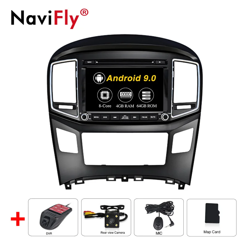 

NaviFly 8Core Android9.0 Car Multimedia player radio for Hyundai H1 2016 with BT wifi ipod gps navigator DVD DVR view camera