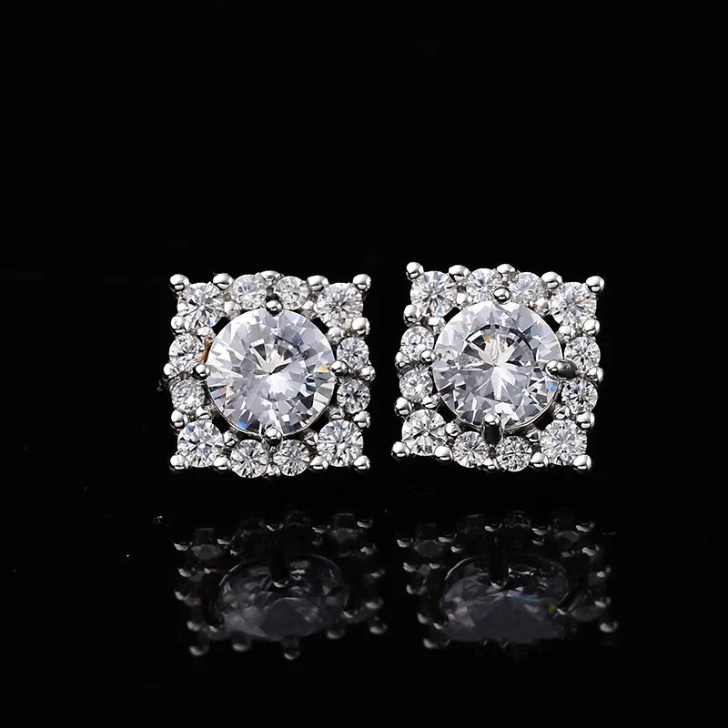 Всего 1ct серьги гвоздики с муассантом Женские квадратные из стерлингового