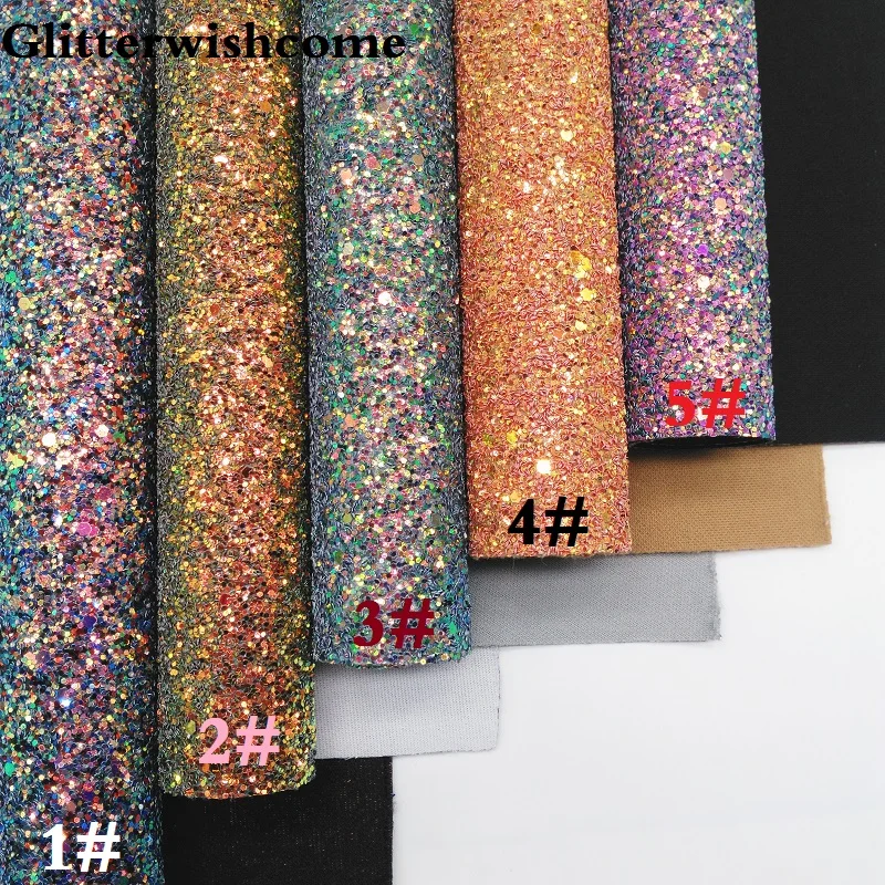 Glitterwishcome 21X29 см A4 Размер синтетическая кожа, Переливающаяся ультра Смешанная массивная блестящая кожа ткань винил для бантов, GM048A