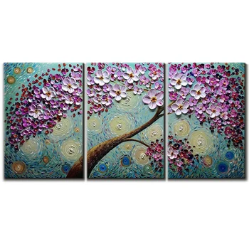 

Diy Diamond Painting Blooming Life Abstract flowers tree 3pcs Full Square Circle Diamond Embroidery wall decor canvasZP-3313